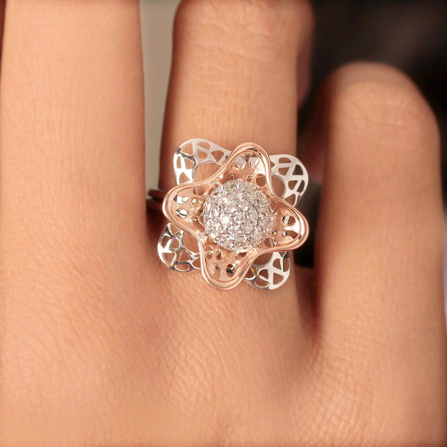 Rose And White Gold Ring