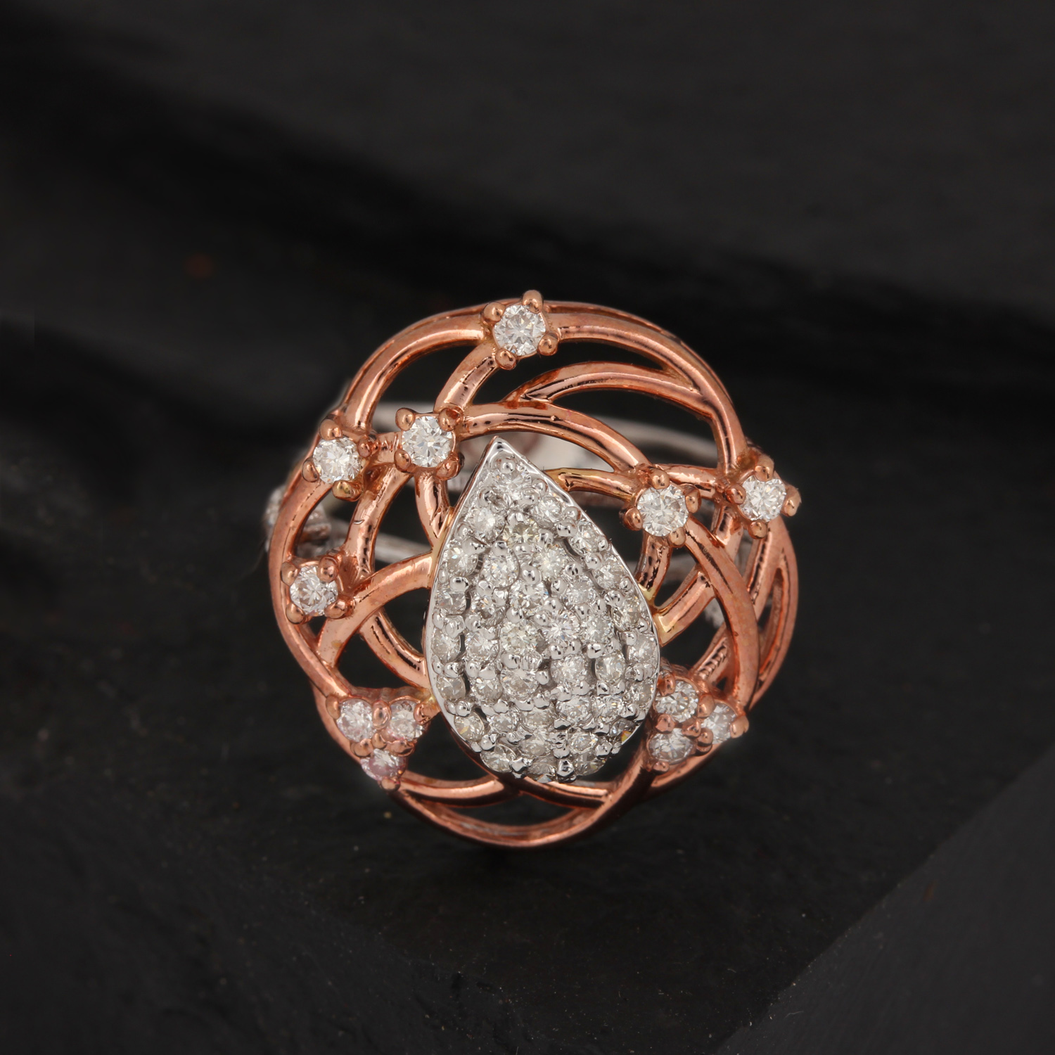 Diamond In Rose And White Gold