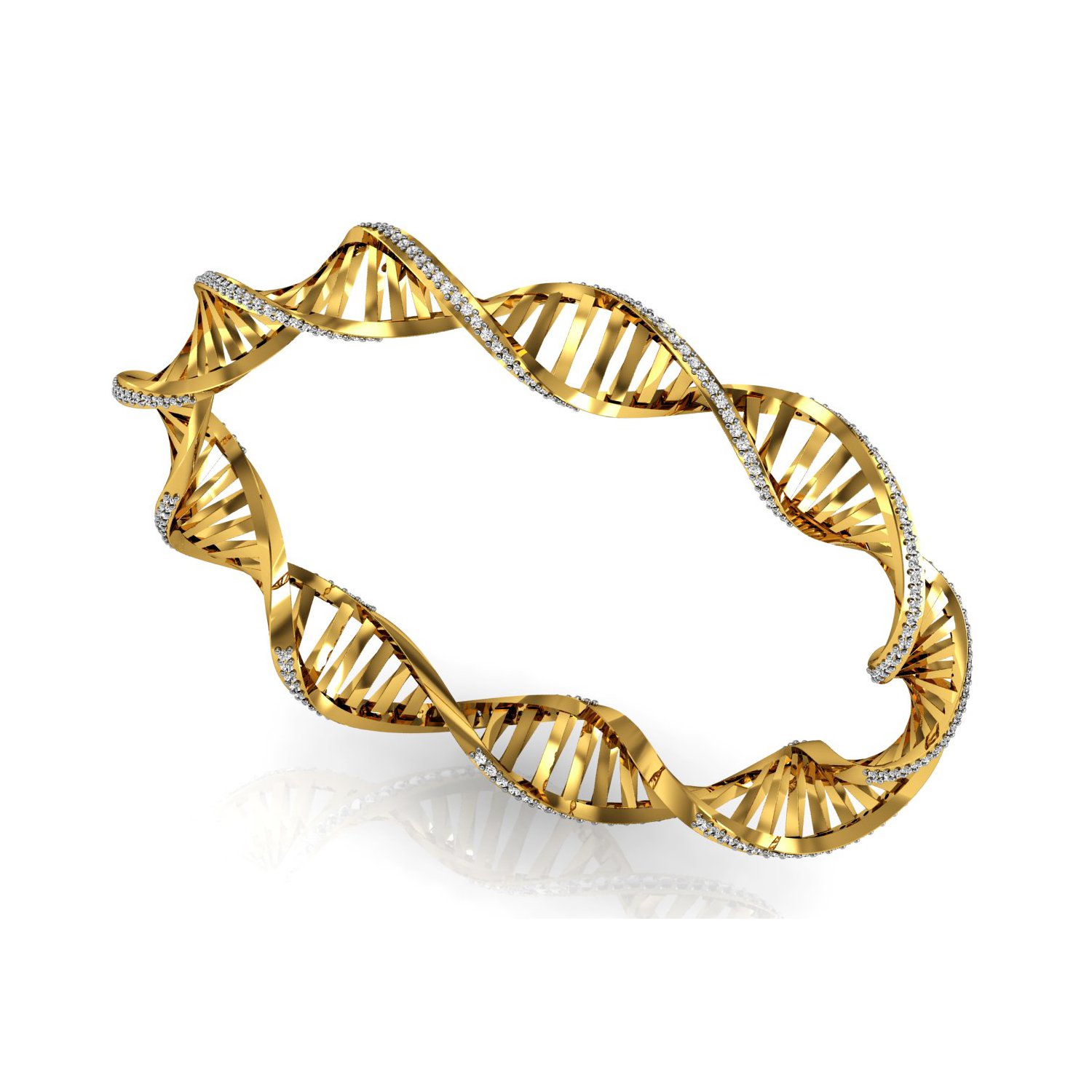 Solid Gold Bangle with Diamond