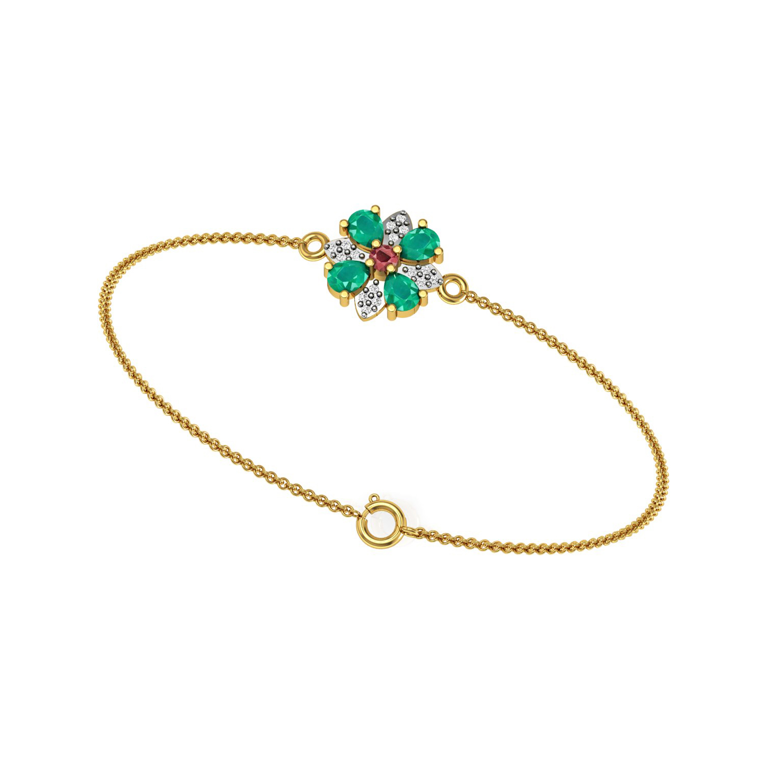 Beautiful Bracelet With Ruby & Emerald