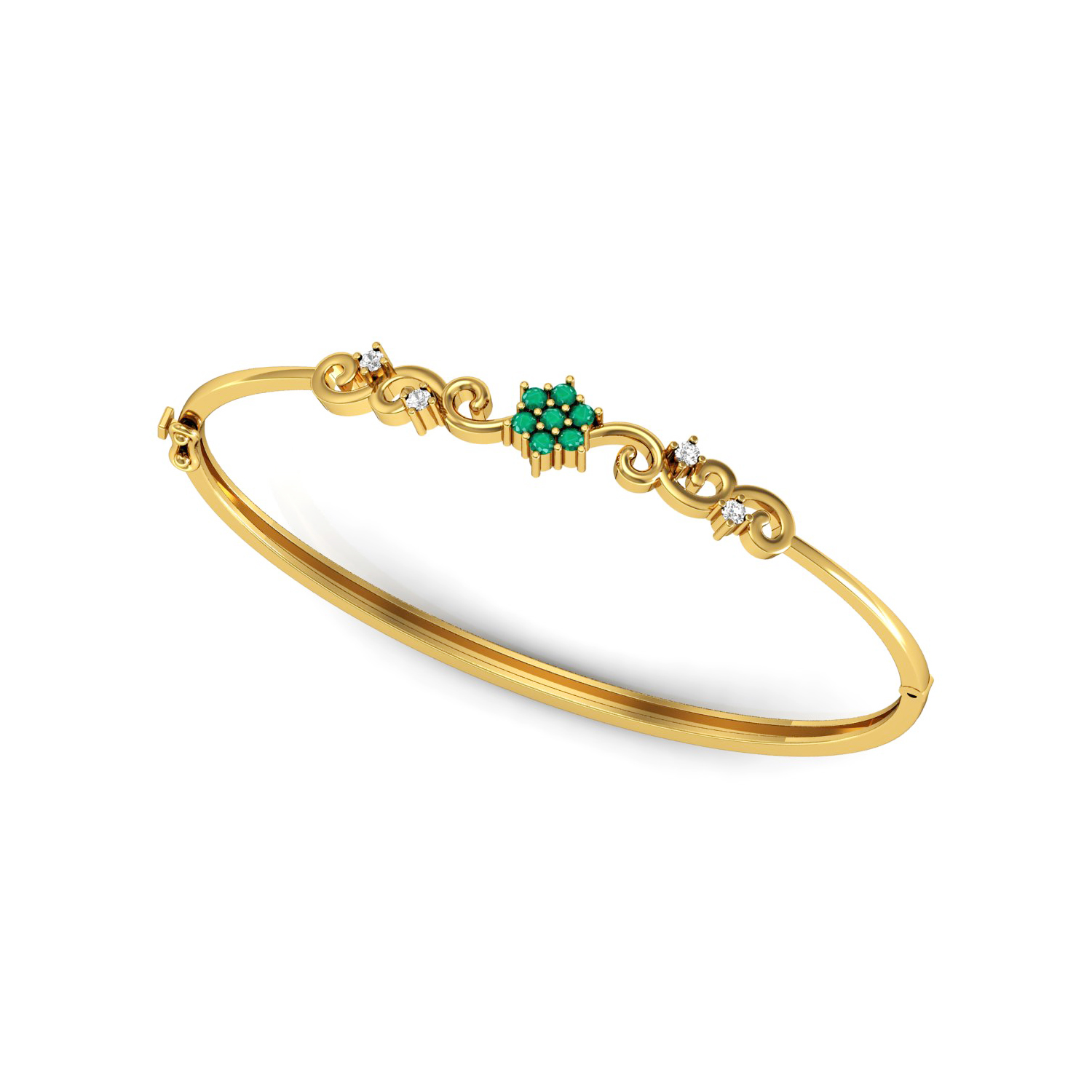 Diamond & Emerald Bracelet in Flower Design