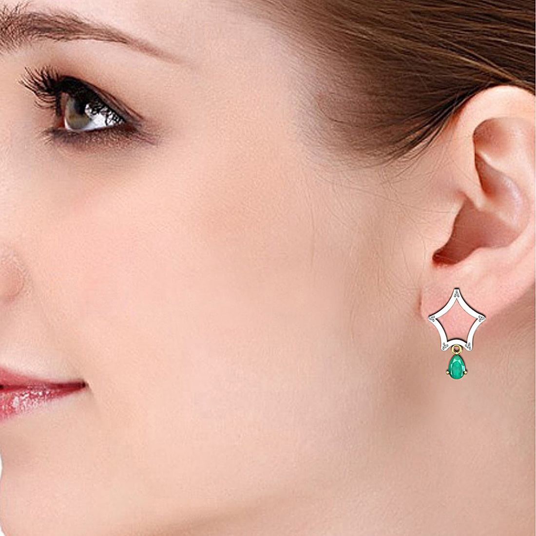Diamond Earring with Emeralds