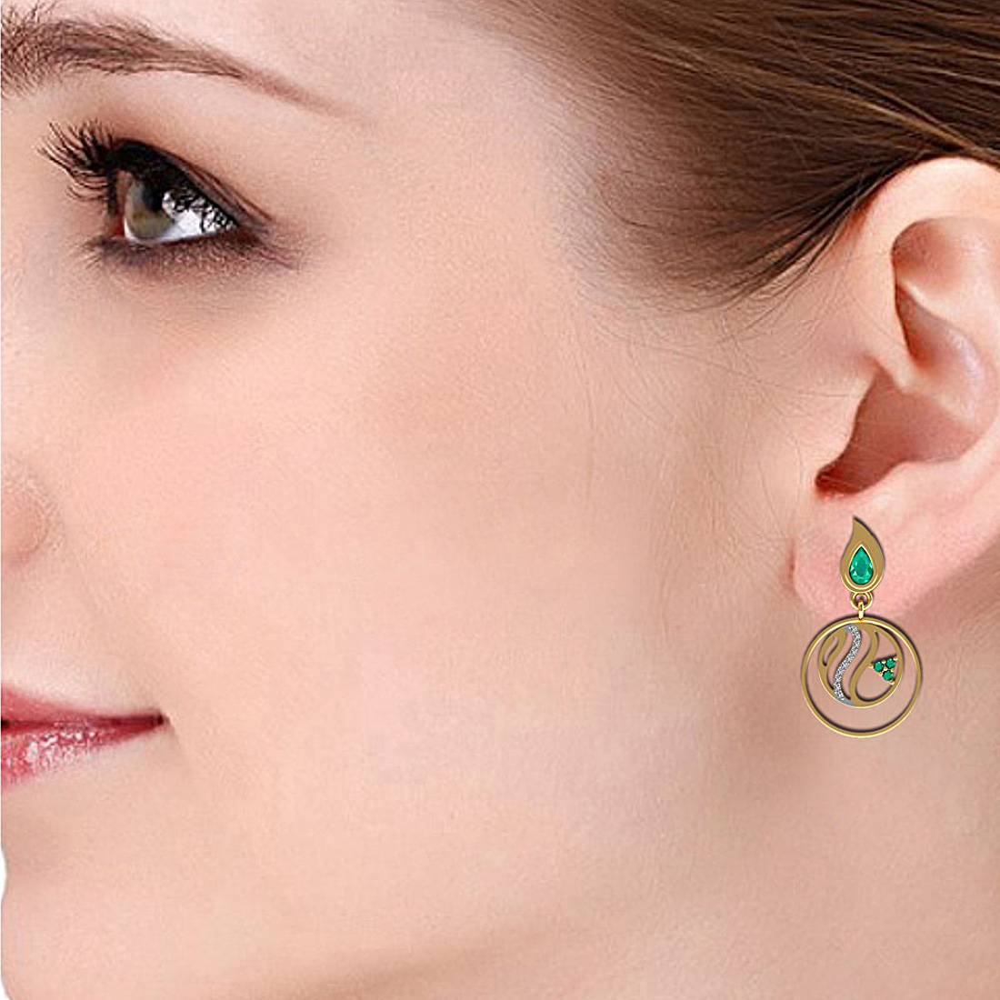 Natural Diamond & Emerald Earring