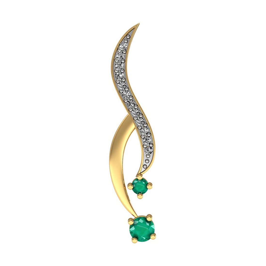 Round Emeralds in Diamond Pendant