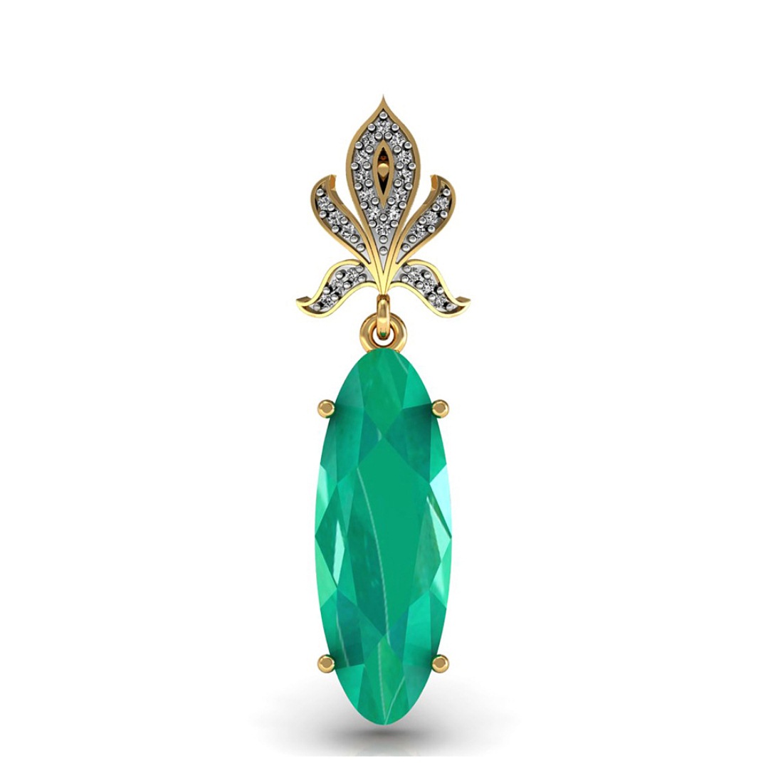 Oval Emerald in Diamond Pendant