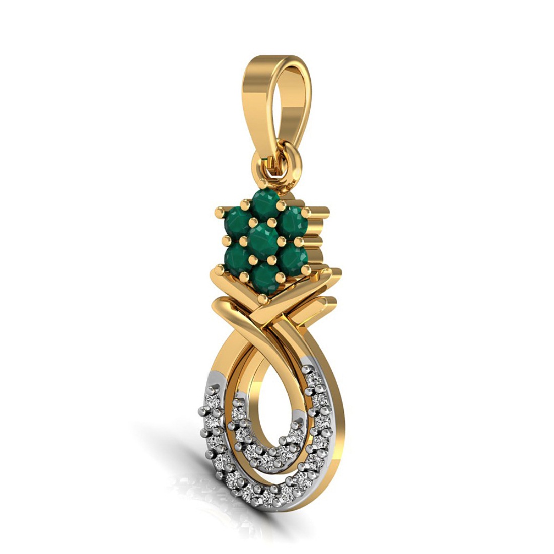 Beautiful Diamond Pendant With Emerald