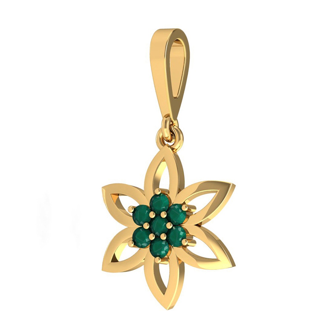 Emerald Pendant in Flower Design