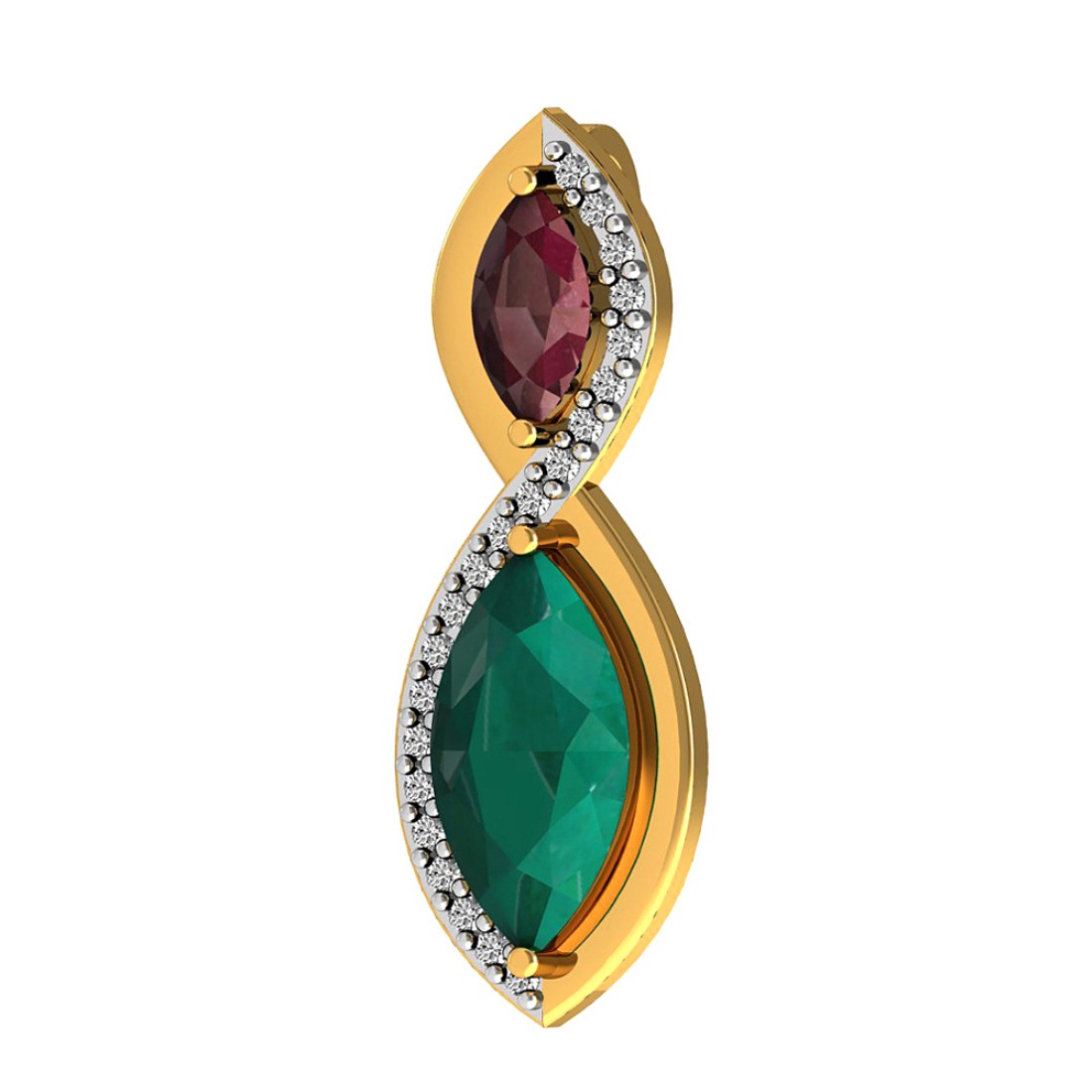 Diamond Pendant with Ruby & Emerald