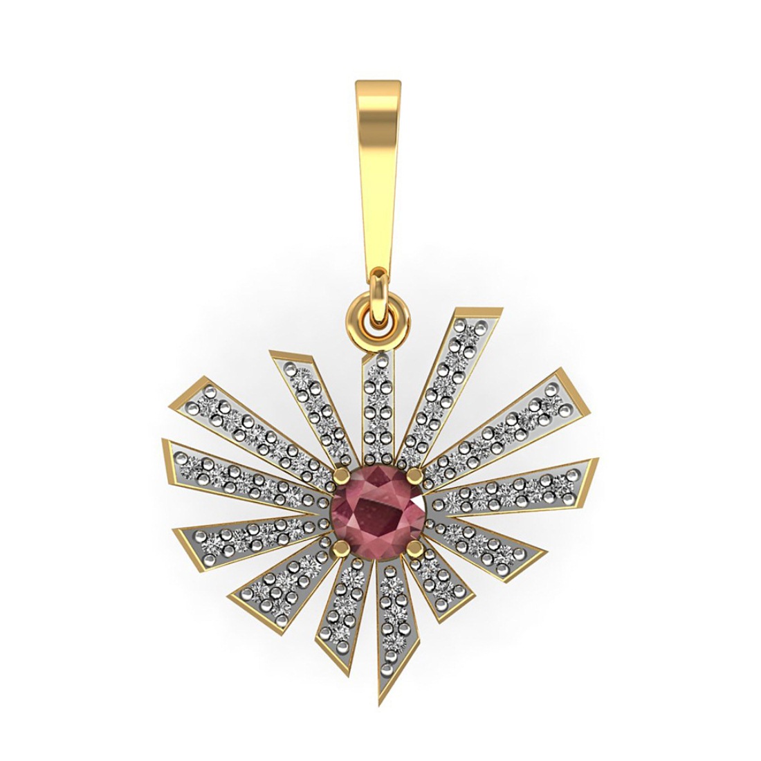 Unique Diamond Pendant With Ruby
