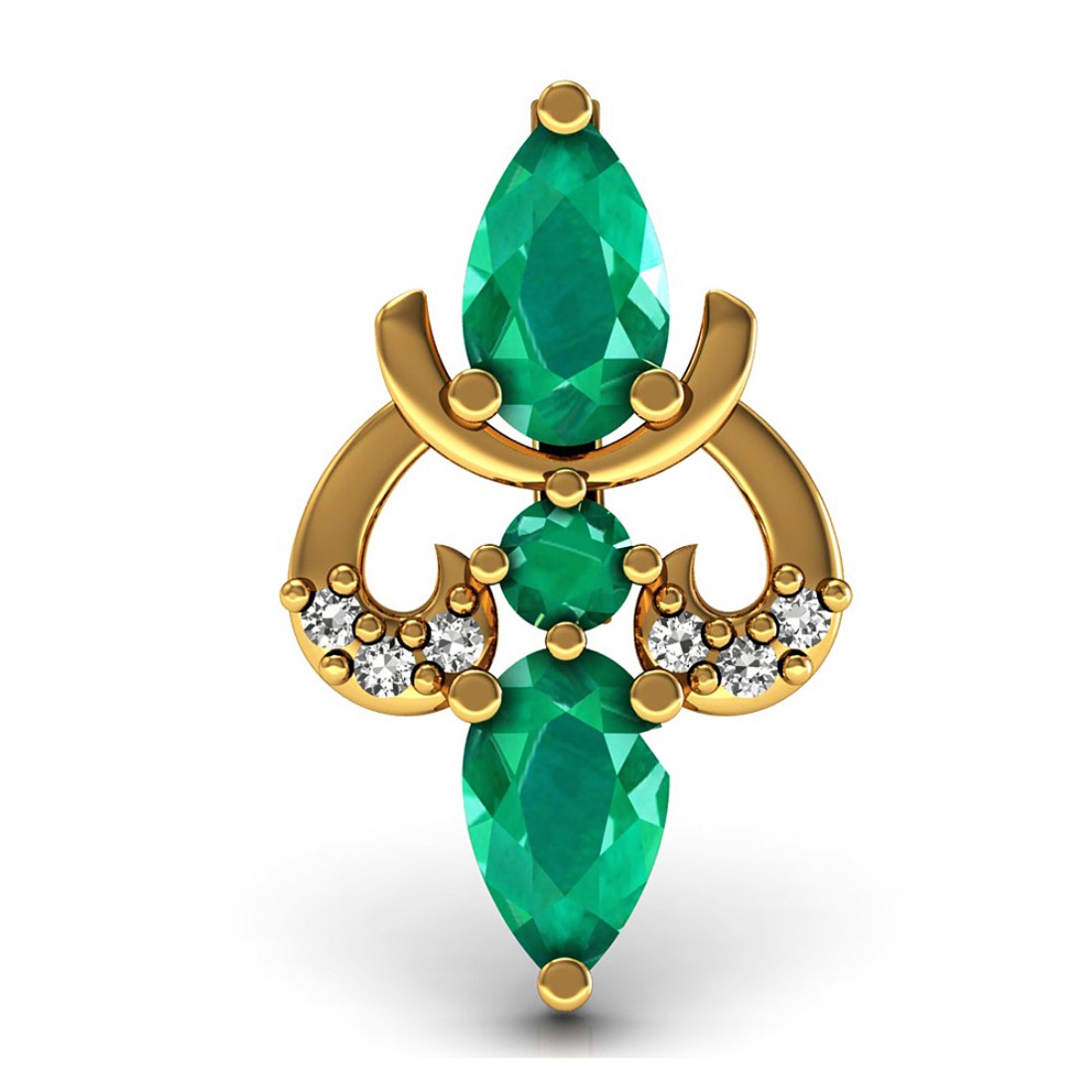 Emerald in Daimond Pendant
