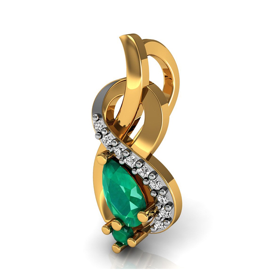 Stylish Diamond Pendant with Emerald