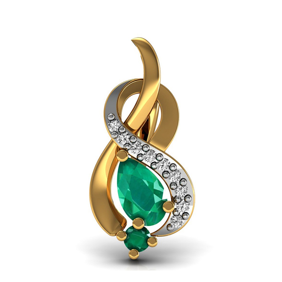 Stylish Diamond Pendant with Emerald