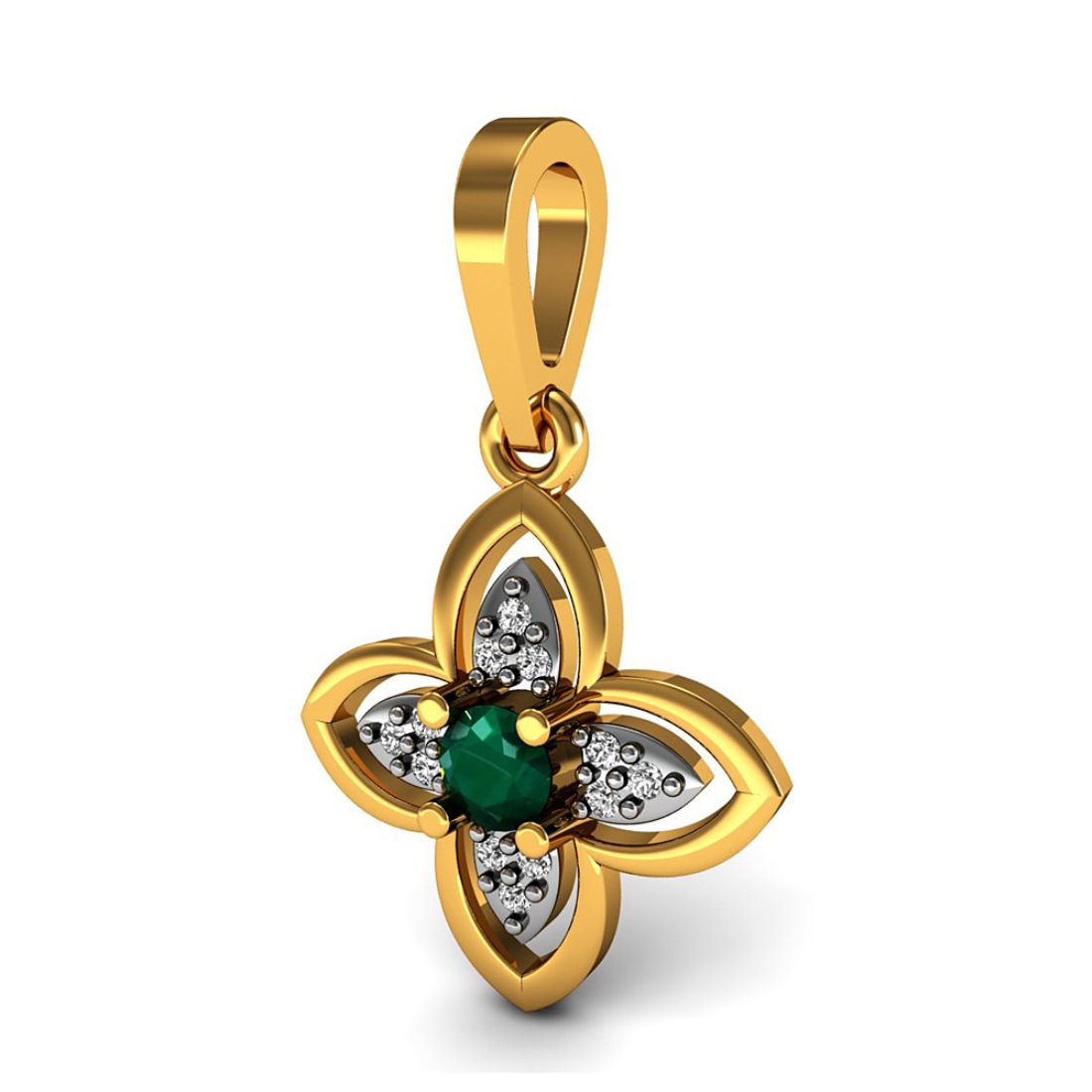 Diamond Pendant with Emerald